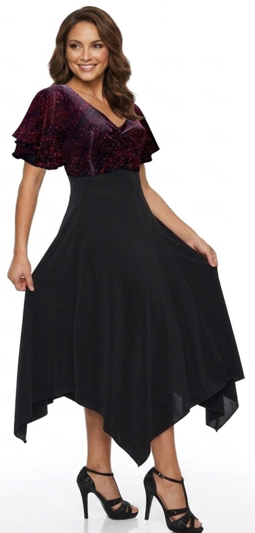 4-0156 seven-eighths ball gown with square cut and glitter bodice and sleeves