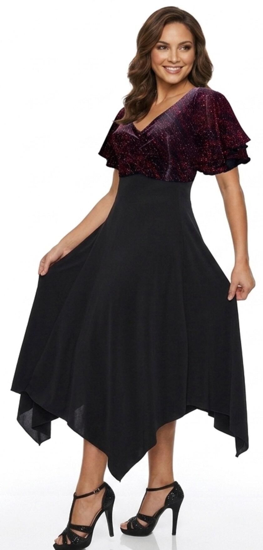 4-0156 seven-eighths ball gown with square cut and glitter bodice and sleeves