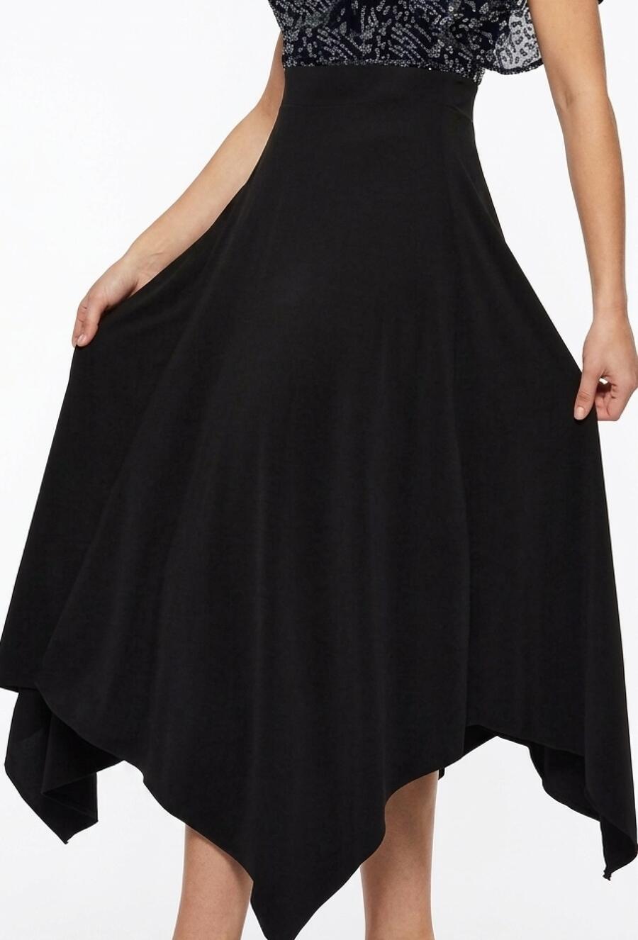 4-0155 seven-eighths ball gown with square cut and glitter bodice and sleeves