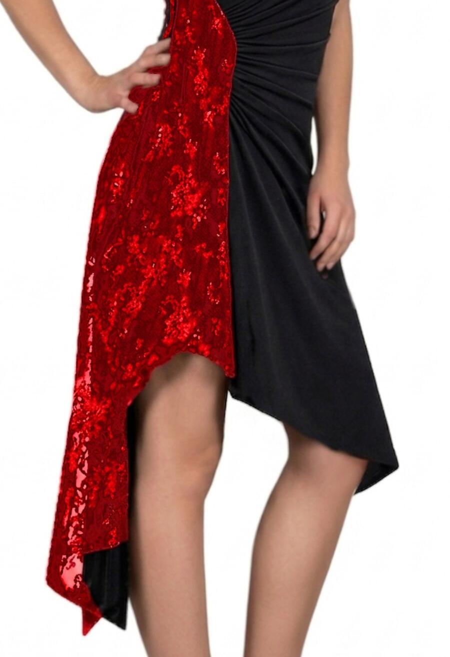 DANCE AND TANGO DRESS WITH ASYMMETRIC CUT WITH BRILLIANT SIDE 4-0150