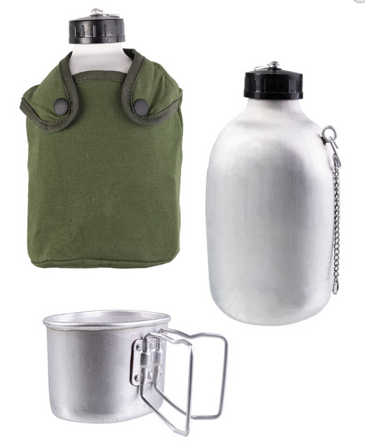 Kit Borraccia militare in alluminio con bicchiere