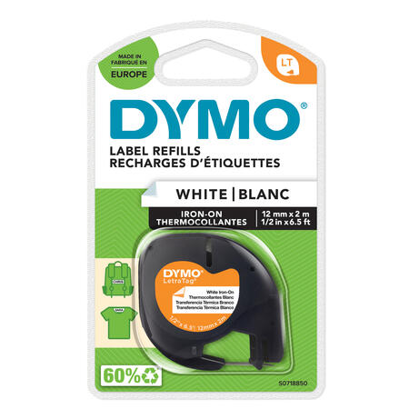 NASTRO DYMO LETRATAG 12MMX2M BIANCO DA STIRARE