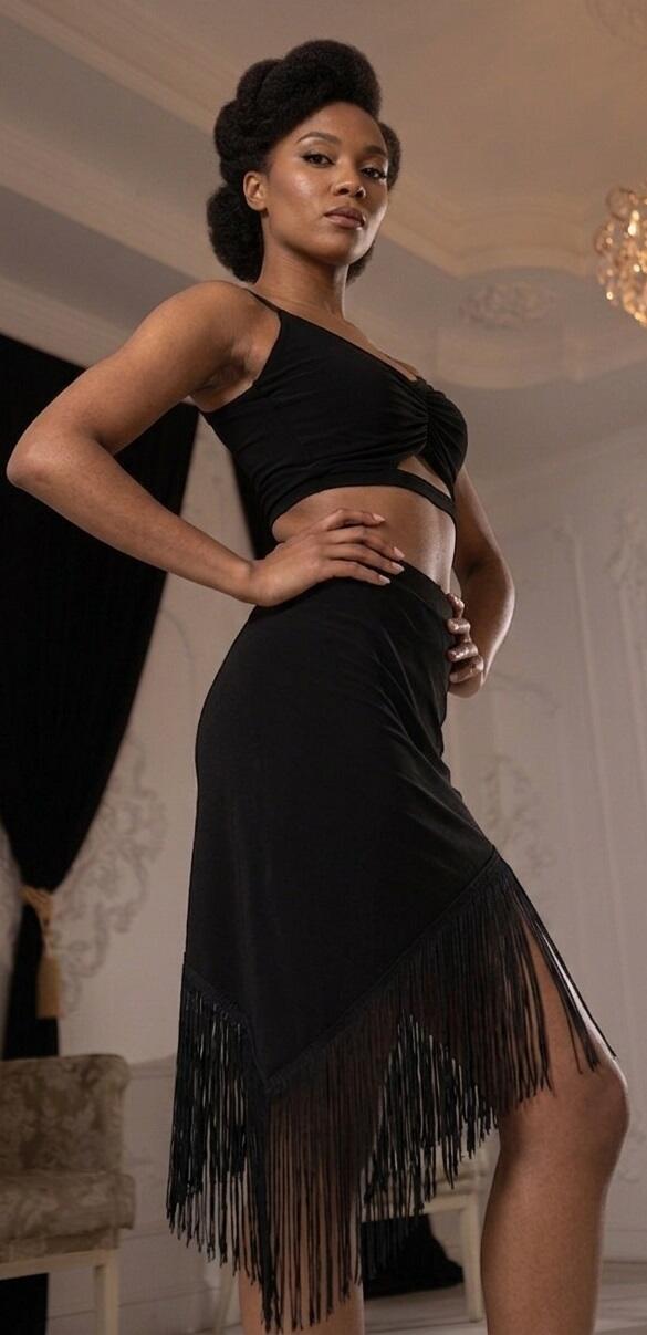 U999 Gonna asimmetrica con frange