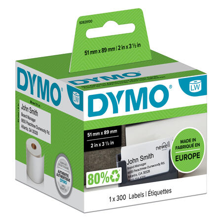 ROTOLO 300 ETICHETTE NON ADESIVE PER BADGE 51x89MM X DYMO LW