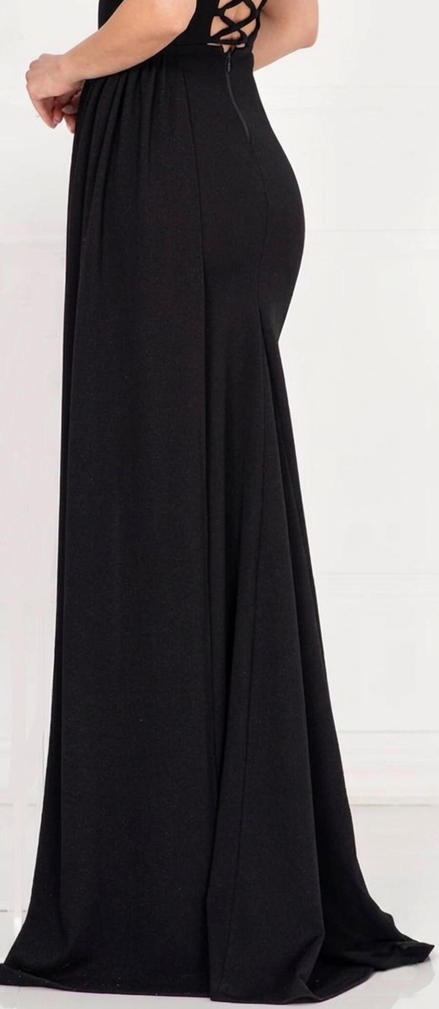 0982 Abito con spacco e pannello laterale con scollatura aperta a cuore