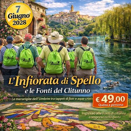 7 GIUGNO 2026 INFIORATA DI SPELLO E FONTI DEL CLITUNNO