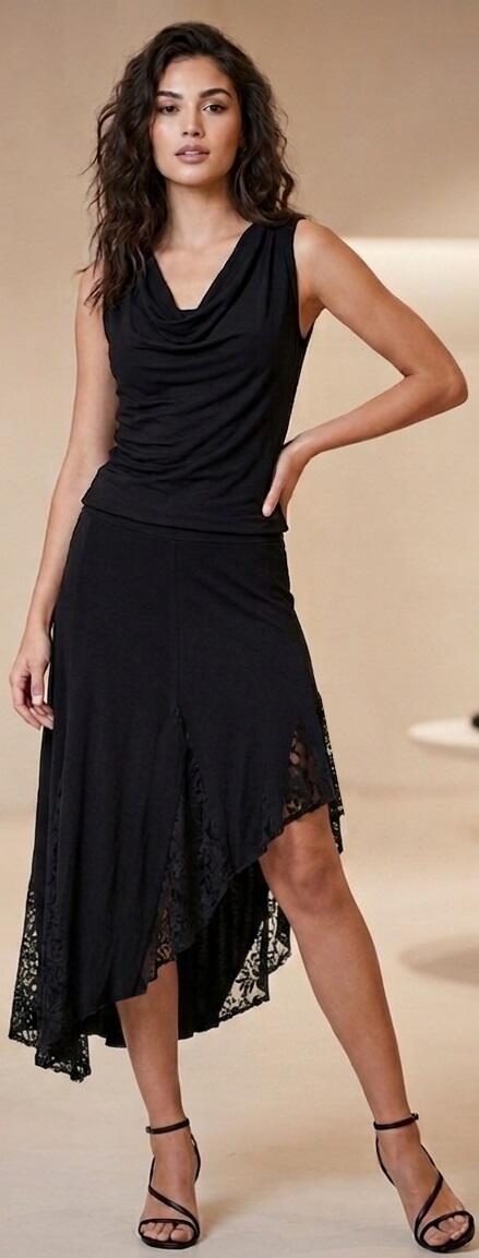 SLEEPER JERSEY SKIRT WITH LACE INSERTS 2-0022