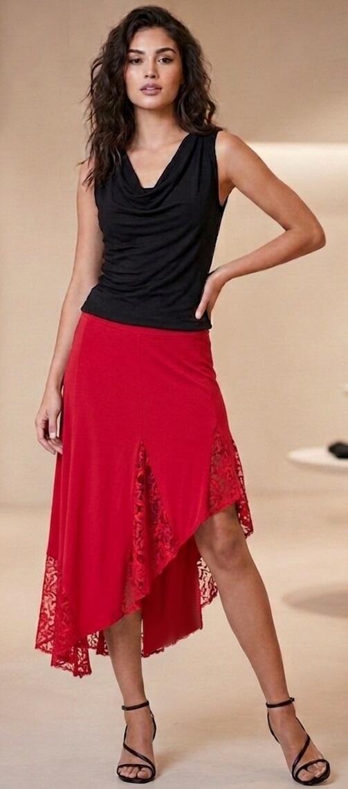 SLEEPER JERSEY SKIRT WITH LACE INSERTS 2-0022