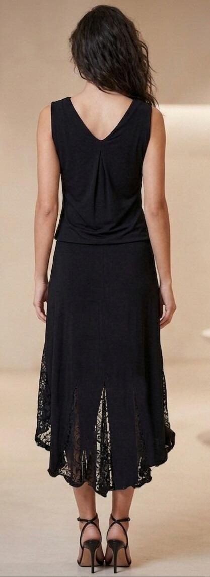 SHORT SKIRT FRONT AND LONG BEHIND IN SWEATER LACE INSERTS 2-0033 