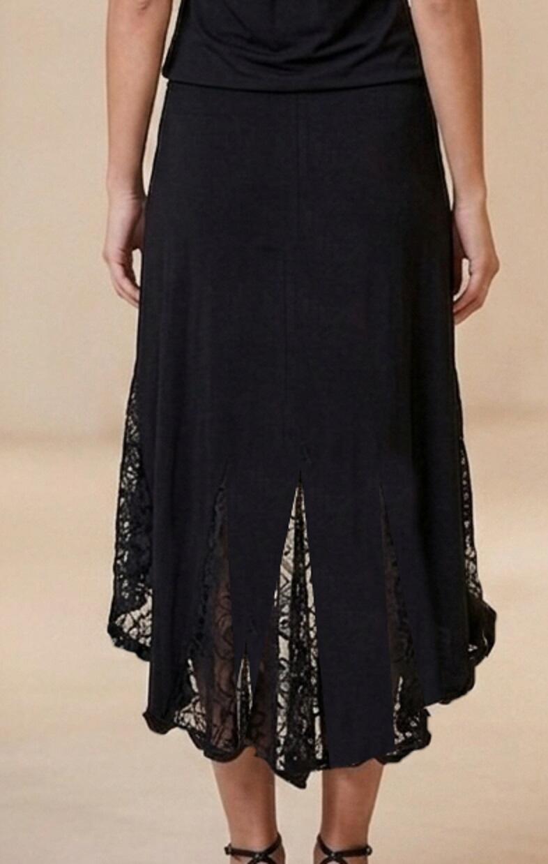 SHORT SKIRT FRONT AND LONG BEHIND IN SWEATER LACE INSERTS 2-0033 