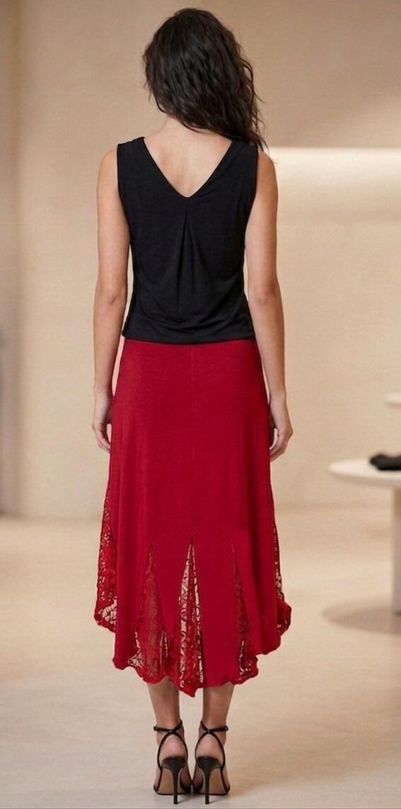 SHORT SKIRT FRONT AND LONG BEHIND IN SWEATER LACE INSERTS 2-0033 