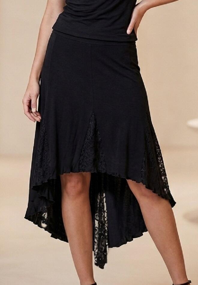 SHORT SKIRT FRONT AND LONG BEHIND IN SWEATER LACE INSERTS 2-0033 