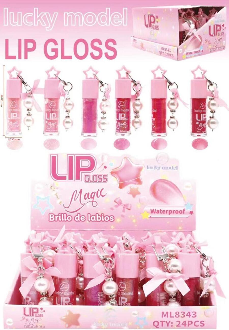 LUCKY MODEL MAGIC LIPGLOSS WATERPROOF CON PORTACHIAVE [Conf. da 24 pezzi]