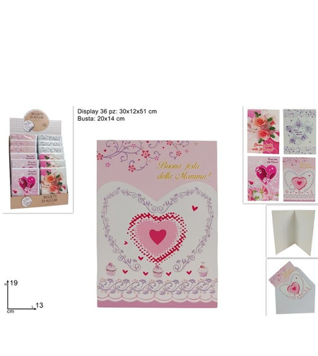BIGLIETTO PER LA FESTA DELLA MAMMA CON BUSTA
 [Conf.da 36 pezzi]