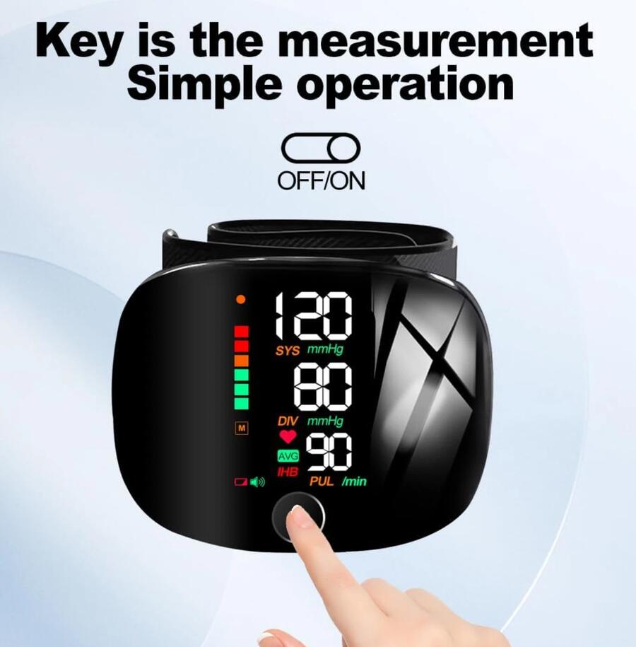 Misuratore Pressione da Polso Sanguigna Sfigmomanometro LCD Indicatore di IHB
