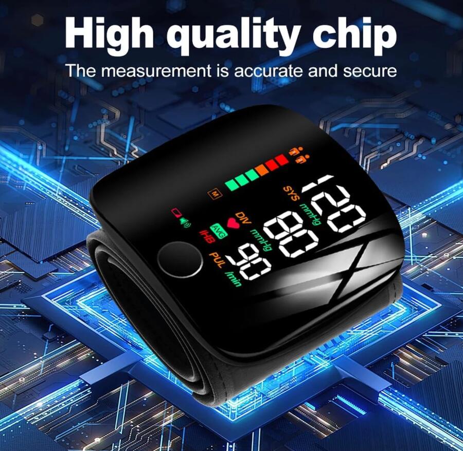 Misuratore Pressione da Polso Sanguigna Sfigmomanometro LCD Indicatore di IHB