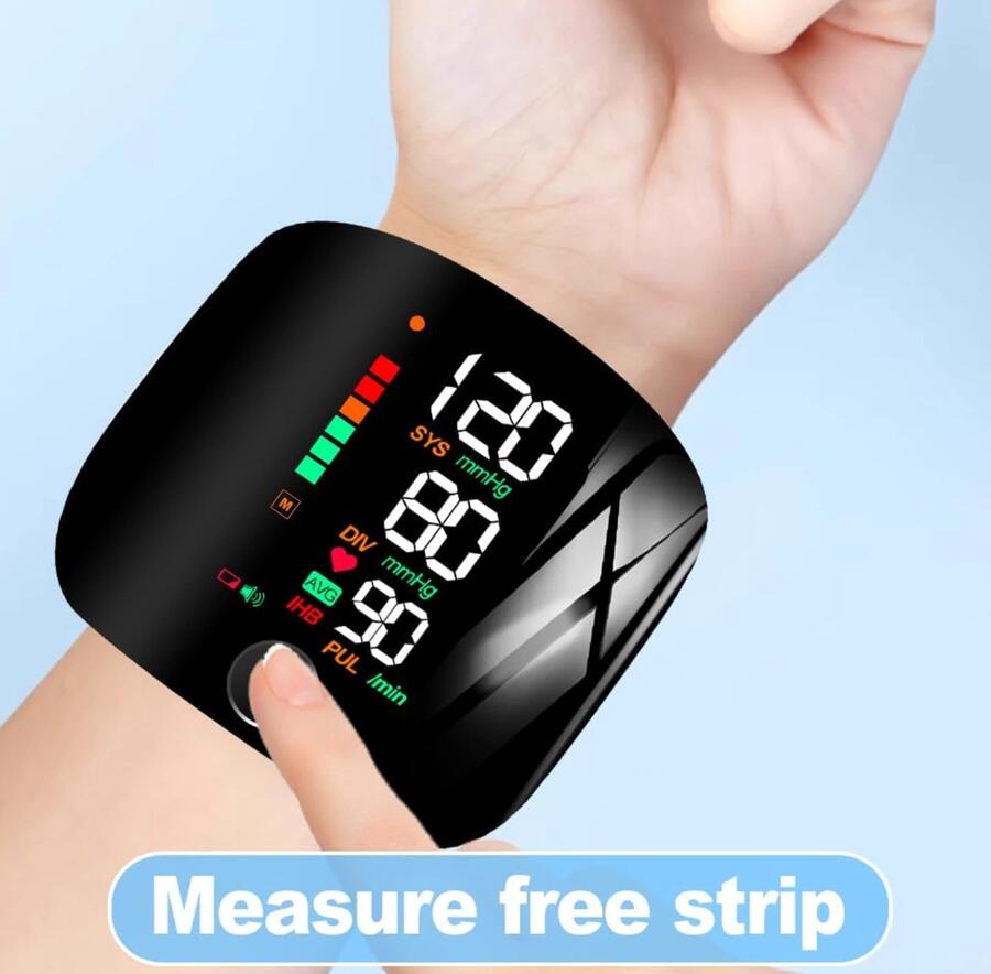 Misuratore Pressione da Polso Sanguigna Sfigmomanometro LCD Indicatore di IHB