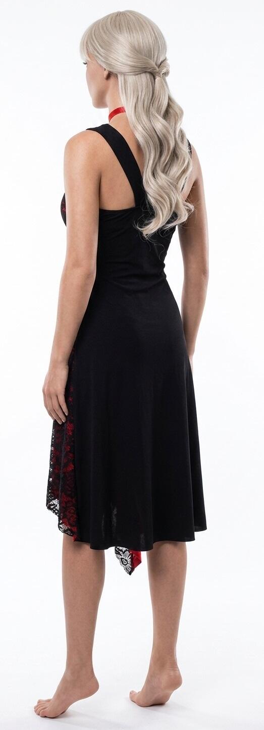 DRESS ARGENTINE TANGO IN TACTEL RED BLACK LACE AND SPLITTING 4-0053