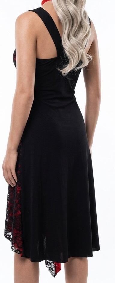 DRESS ARGENTINE TANGO IN TACTEL RED BLACK LACE AND SPLITTING 4-0053