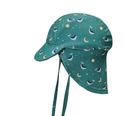 Cappello da Spiaggia Bebè – Protezione UV50+ con Visiera e Patellina - Teal Whale