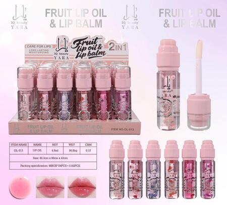 3Q BEAUTY 2 IN 1 FRUIT LIP OIL & LIP BALM (Simil Arabo) [Conf. da 24 pezzi]
