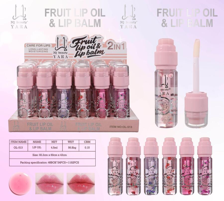 3Q BEAUTY 2 IN 1 FRUIT LIP OIL & LIP BALM (Simil Arabo) [Conf. da 24 pezzi]