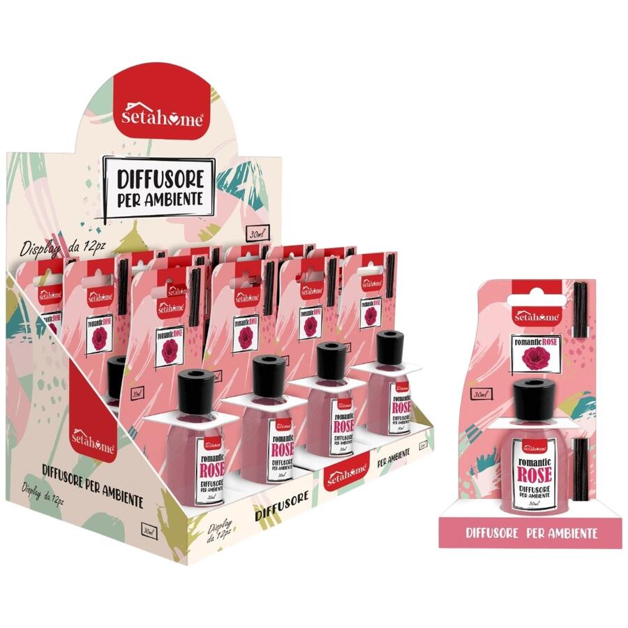 SETABLU DIFFUSORE AMBIENTE 30 ML CON DISPLAY ROSE (Confezione da 12 pezzi) 
