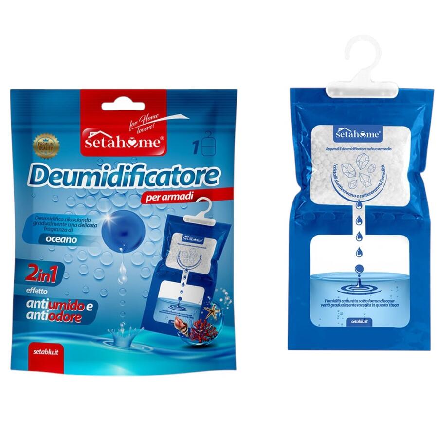 SETABLU DEUMIDIFICATORE CON APPENDINO 500 ML OCEANO (Confezione da 12 pezzi) 