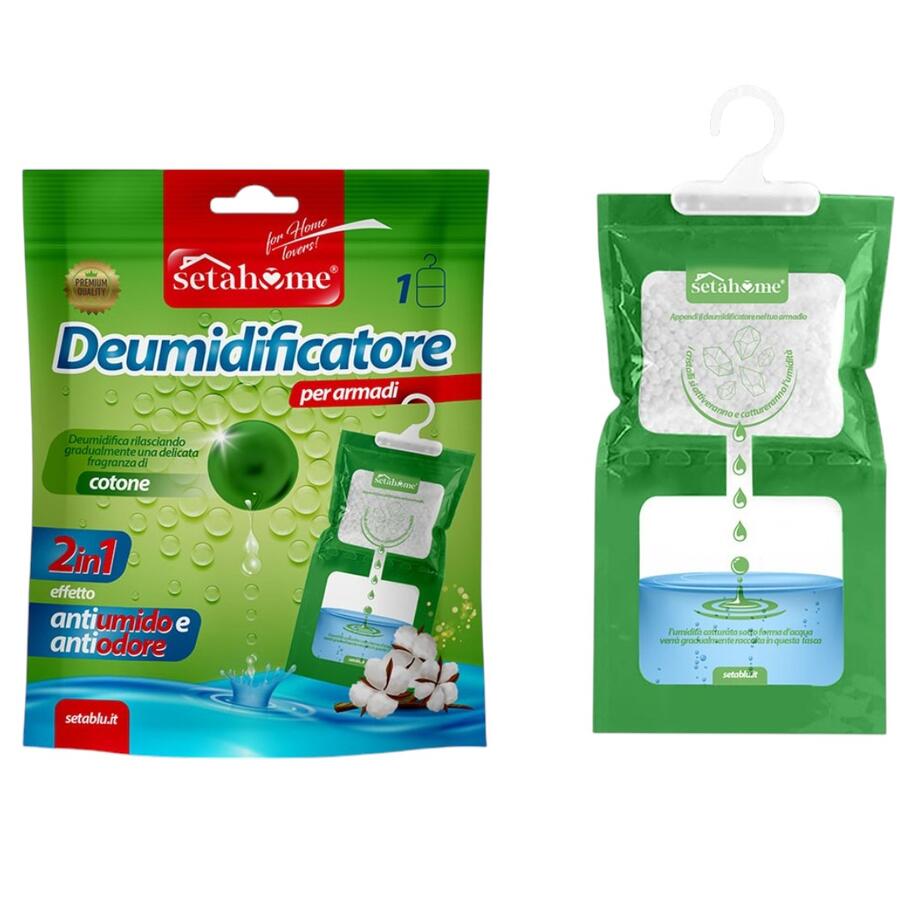 SETABLU DEUMIDIFICATORE CON APPENDINO 500 ML COTONE (Confezione da 12 pezzi) 
