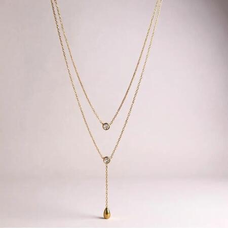 Collana a Doppio Strato Giman con Pietre di Zirconio