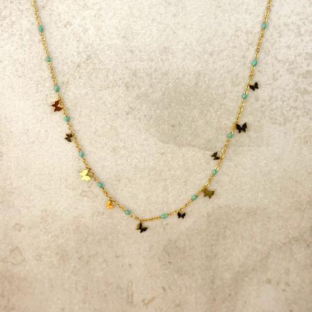 Collana con Ciondolo a Forma di Mini Farfalle in Smalto