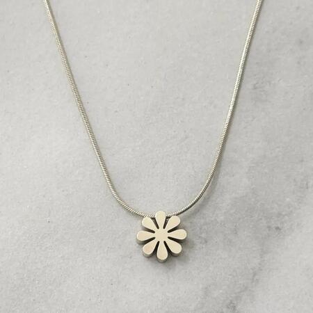 Collana con margherita floreale in acciaio inossidabile SILVER