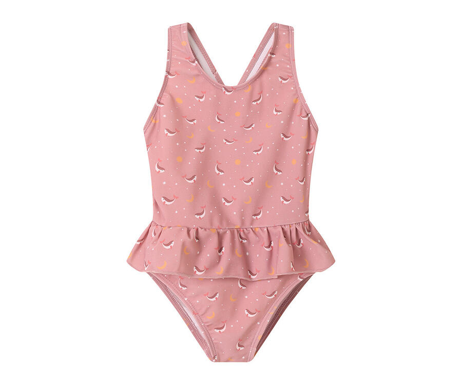 Costume intero con spalline incrociate UPF 50+ Pink Whale