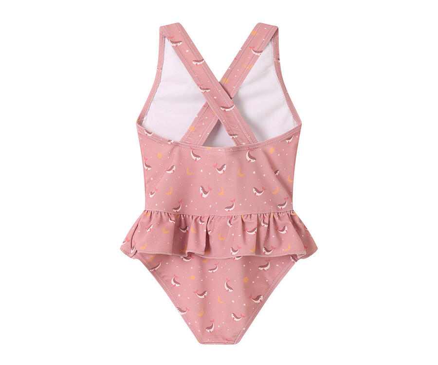 Costume intero con spalline incrociate UPF 50+ Pink Whale