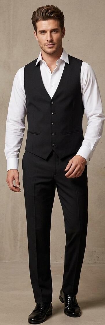 8-0009 DANCE VEST REGULAR STRAIGHT FIT 5 BUTTONS WITH CENTRAL STRASS AND WITH 2 POCKETS