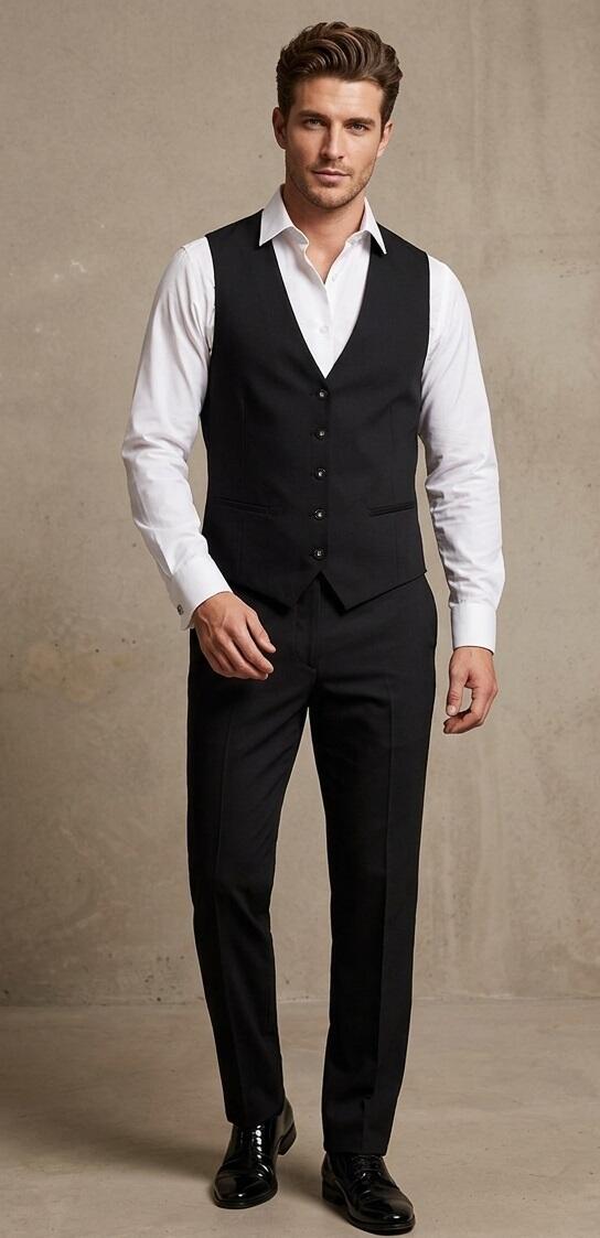 8-0009 DANCE VEST REGULAR STRAIGHT FIT 5 BUTTONS WITH CENTRAL STRASS AND WITH 2 POCKETS