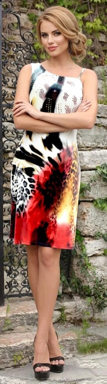 0606 ANIMALIER HOSE IN VISCOSE LINED ONE SHOULDER WITH STRASS