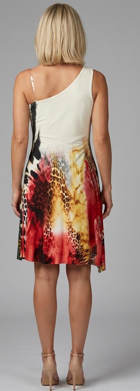 0606 ANIMALIER HOSE IN VISCOSE LINED ONE SHOULDER WITH STRASS