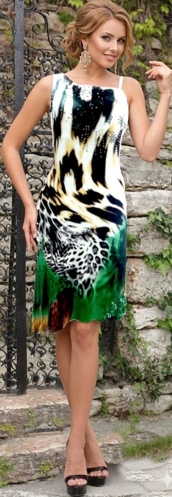 0606 ANIMALIER HOSE IN VISCOSE LINED ONE SHOULDER WITH STRASS
