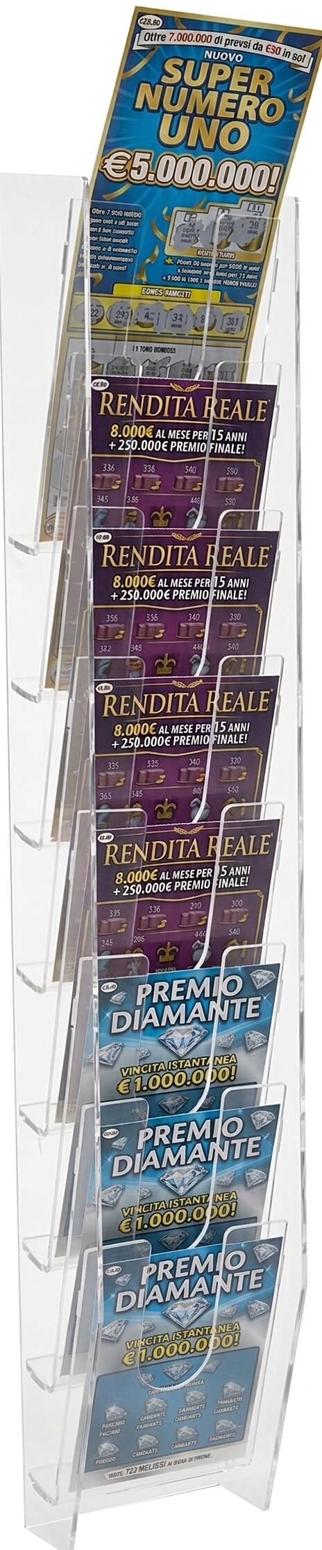 Copia di Présentoir mural à 32 compartiments pour tickets de loterie, SuperEnalotto et jeux à gratter