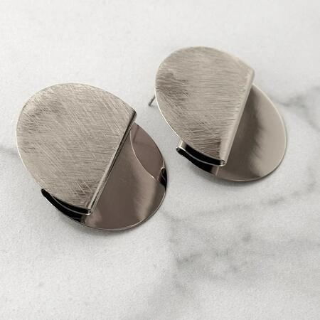 Orecchini a Perno in Oro Spazzolato Luna Placcato oro 14K SILVER