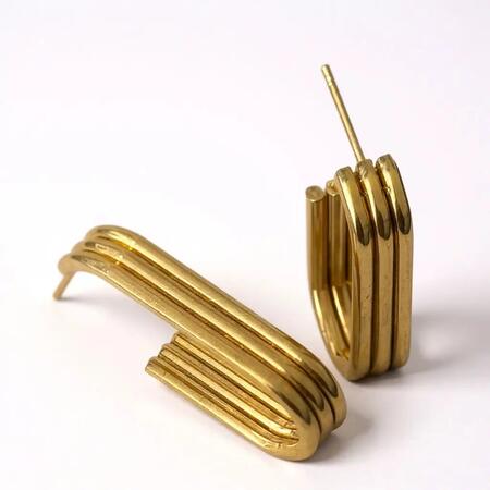 Orecchini impermeabili in acciaio inossidabile Enzo Placcato oro 14K GOLD