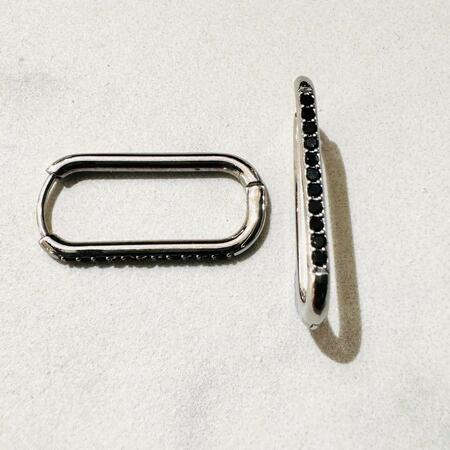 Orecchini rettangolari in acciaio inox Arlo con pietre Placcato oro 14K SILVER