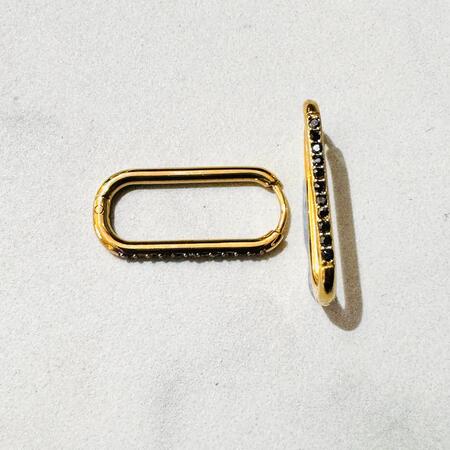 Orecchini rettangolari in acciaio inox Arlo con pietre Placcato oro 14K GOLD