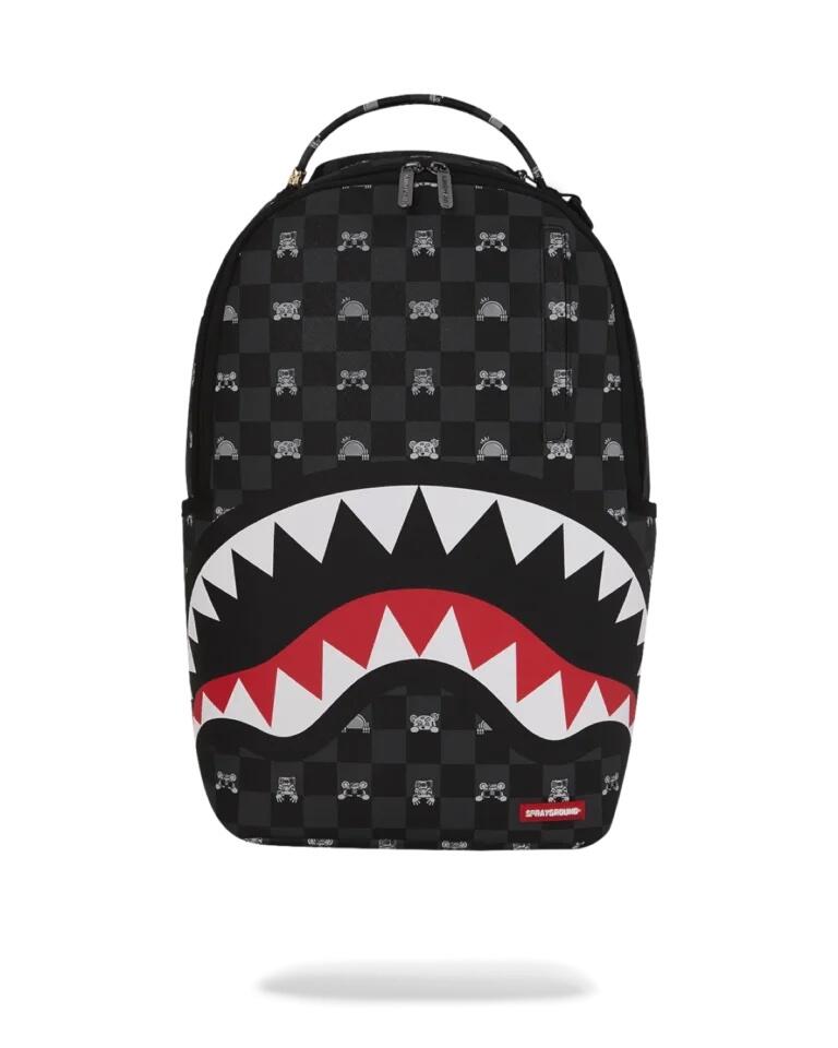 Sprayground Gray Peeking Character Check Backpack
