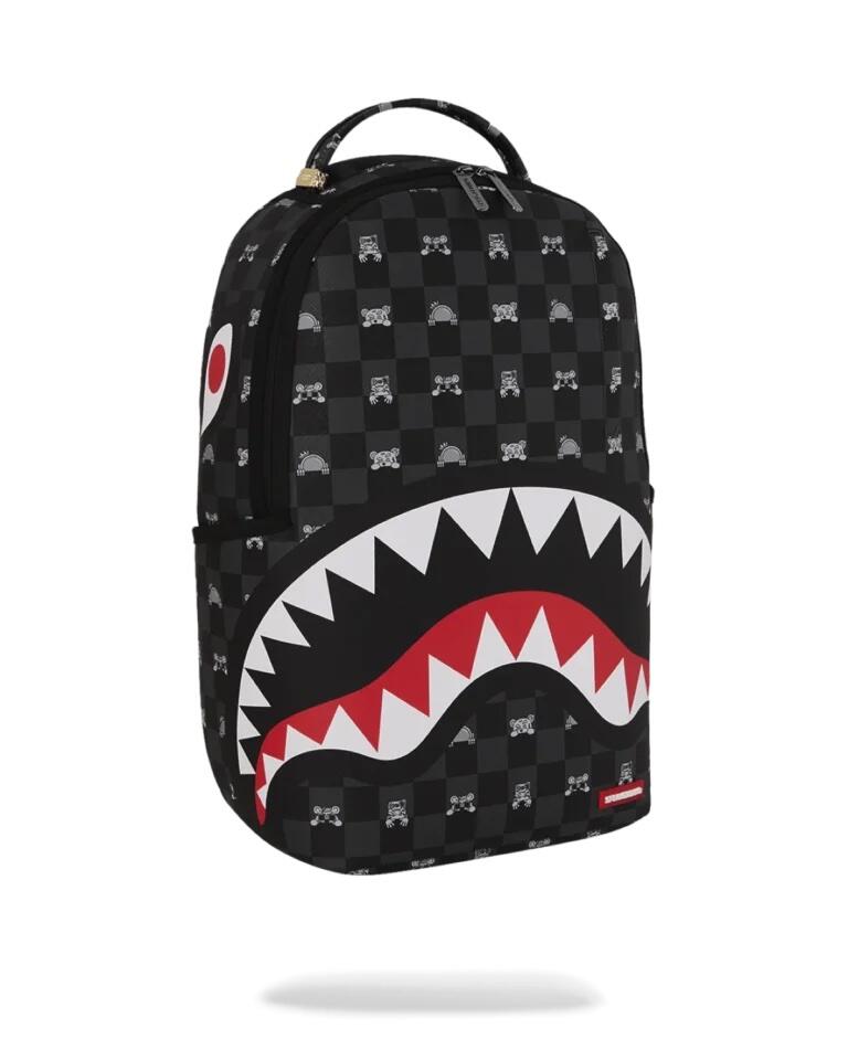 Sprayground Gray Peeking Character Check Backpack