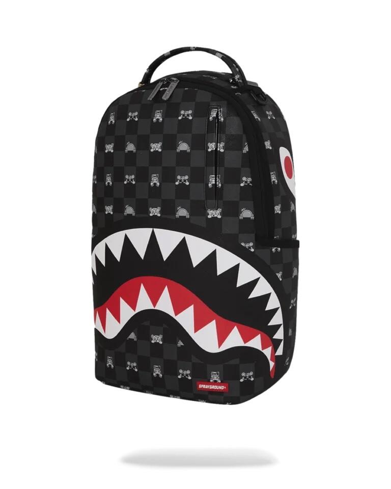 Sprayground Gray Peeking Character Check Backpack