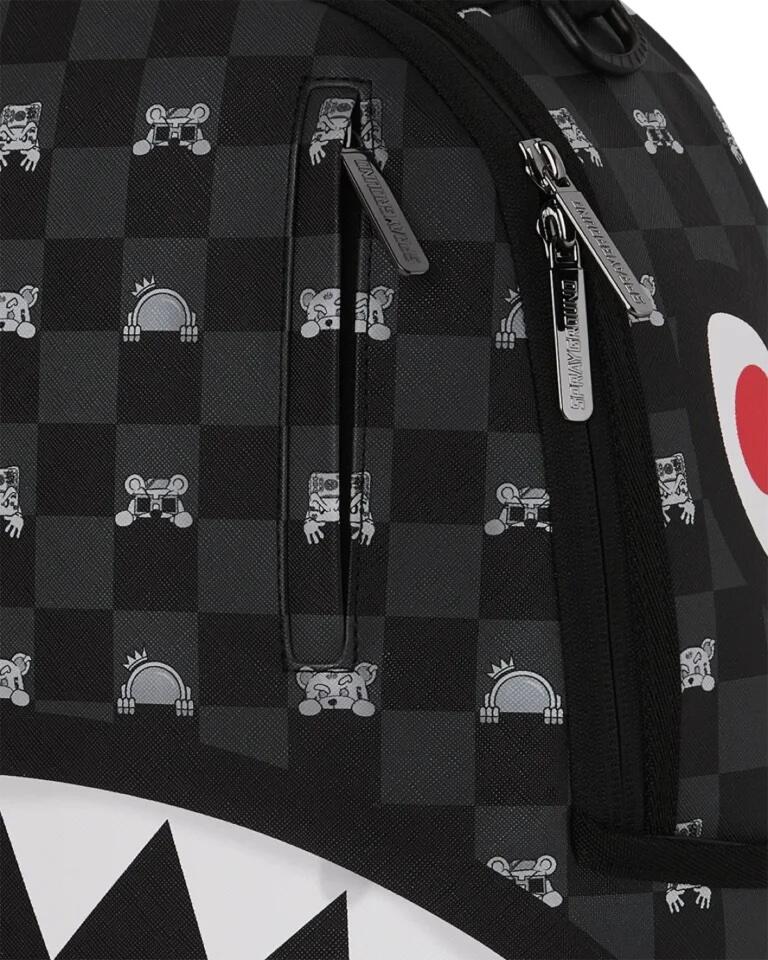 Sprayground Gray Peeking Character Check Backpack