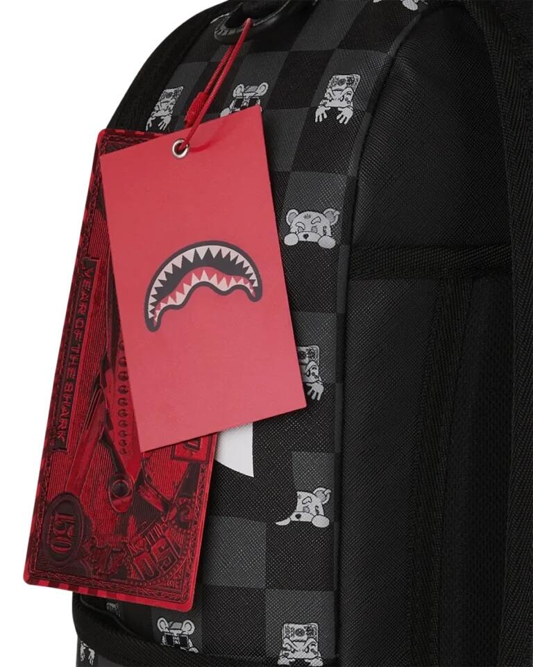 Sprayground Gray Peeking Character Check Backpack