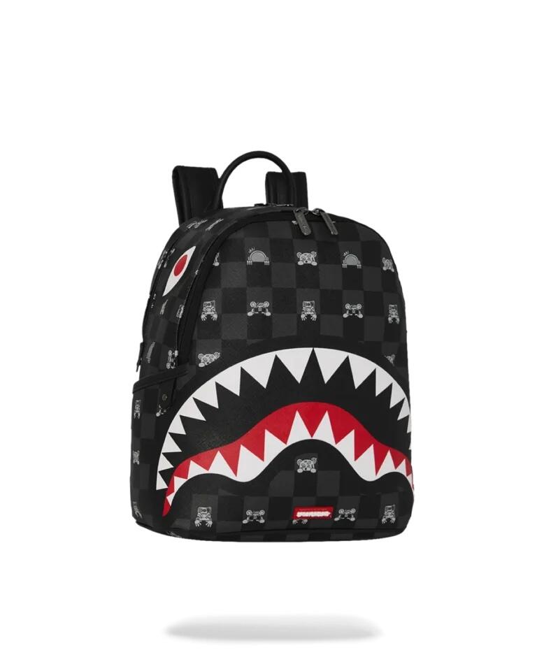Sprayground Gray Peeking Character Check Savage Backpack